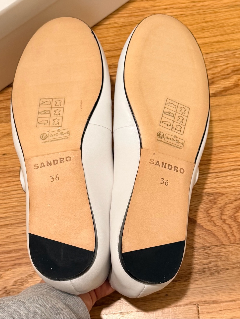 Sandro White Leather Mary Jane Ballet Flats - Picture 3 of 5